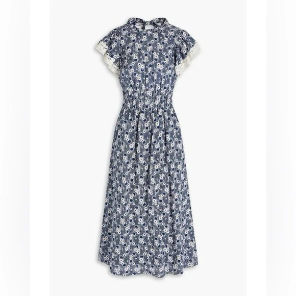 Sea Josefine Open Back Flutter Sleeve Ruffled Daisy Midi Dress Midi